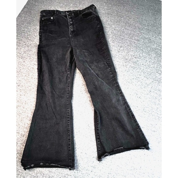 American Eagle W Size 10 Jeans Highest Rise Flare Button Fly Stretch fring - Picture 2 of 9